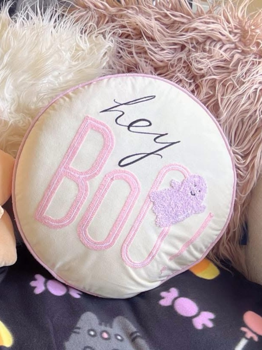 Michaels Round Kids Pillow in White, Pink and Lilac